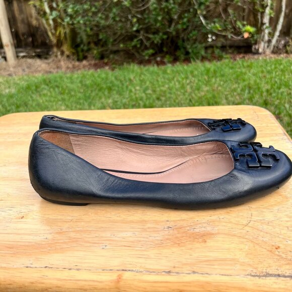 Tory Burch Lowell 2 Black Leather Ballet Flats Size 7.5 - Picture 3 of 10
